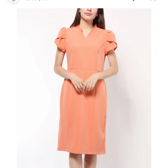 Nanette Lepore ‎ ruffle neck dress in dark peach .. Worn 1x - Picture 1 of 4